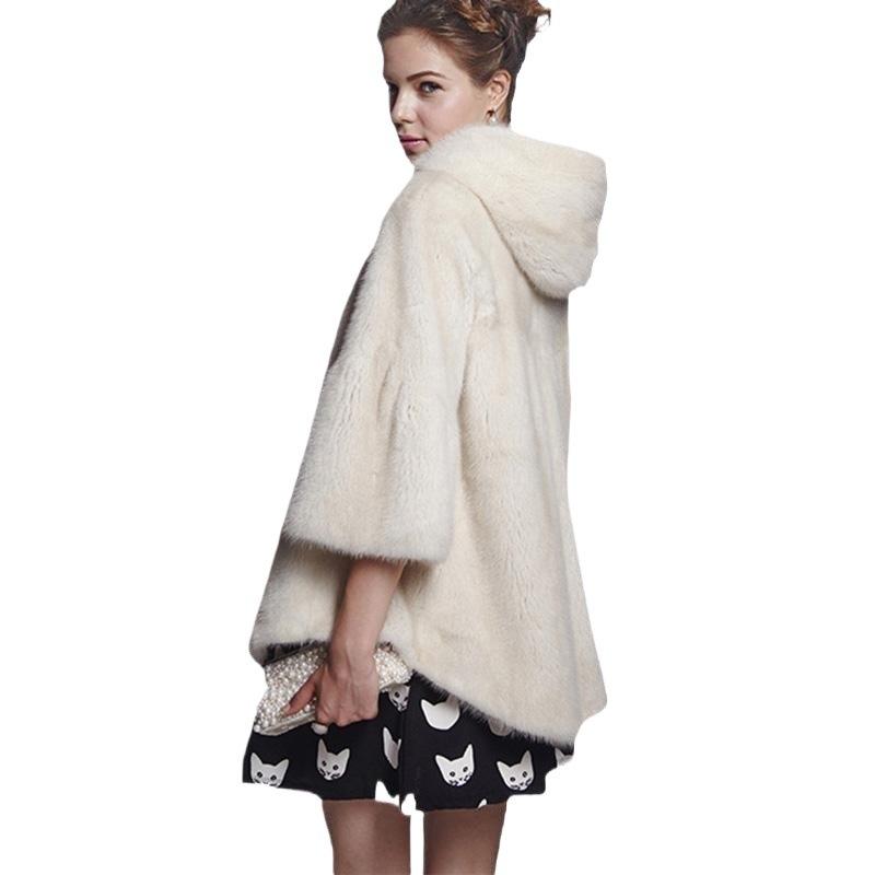 Winter new fur coat women's imitation mink hair medium and long fashion hooded imitation mink coat