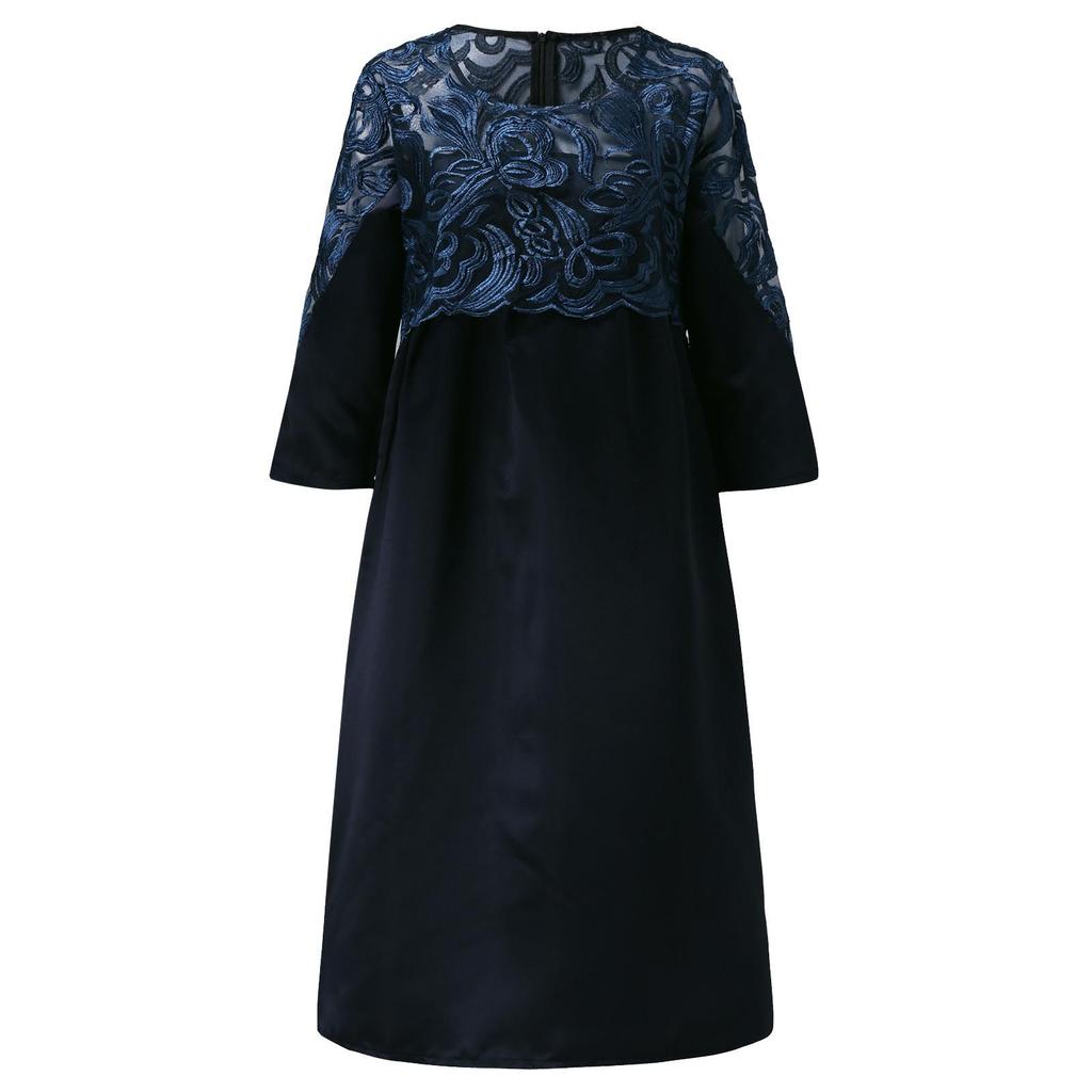 2022 Spitze Patchwork Zweiteiliges Übergröße Damen Abendkleid mit halblangen Ärmeln