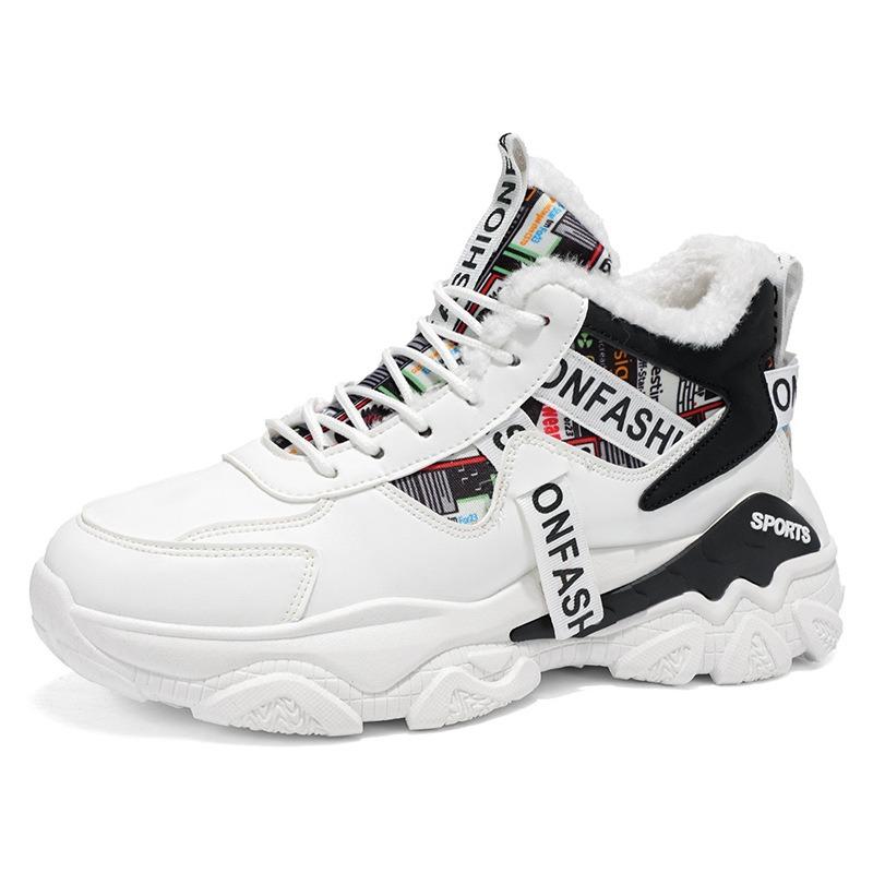 Men's shoes winter velvet high-top sports shoes trendy versatile thick-soled thickened warm cotton shoes outdoor