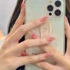 Simple Blush Ice Translucent Nail Art Tips - Long, Detachable, Wearable Fake Nails for Students