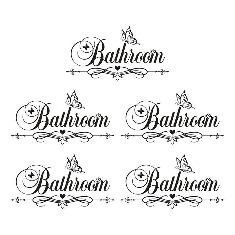 

5Pc Butterfly & Letter Graphic Wall Sticker Black PVC Self Adhesive Wall Art Decal For Home Decor