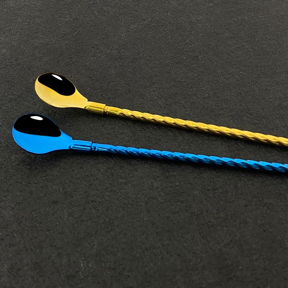 4Pcs Colorful Reusable Drinking Straws Spoon Stainless Steel Metal Straws Cocktail Stirring Spoon Bar Milk Coffee Stirring Tools