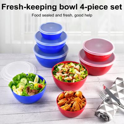Yousheng 4Pcs Mixing Bowls with Lids BPA-Free Salad Containers Stackable Airtight Food Storage Bowls Meal Prep Bowl Kit for Home Outdoor Dining