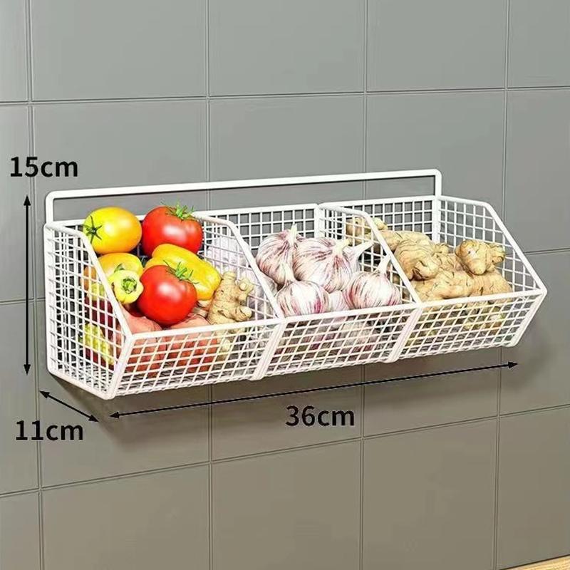 Wall Mounted Kitchen Storage Basket Durable Wire Storage Rack for Vegetables and Fruits Suitable for Home Organization