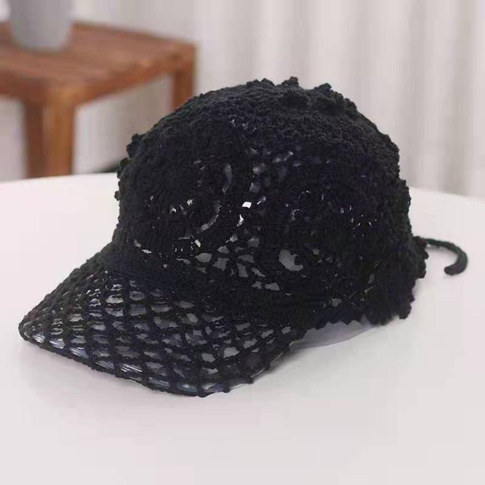 Bloemenpatroon Haakwerk Uitgesneden Vizieren Luxe Ontwerp Zoete Baseballpetten Elegante Dames