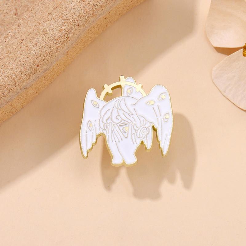 Brooch Alloy Striking Of Cartoon Demon Girl Design With Wings And Halo For Bags Trendy
