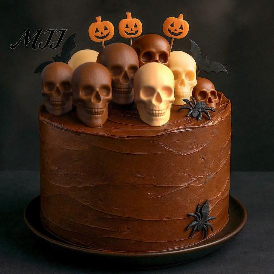 Ghostly Food Decoration Skull Cake Mold with 20 Cavity, Halloween Theme, Silicone Non-Stick Candy DIY Pudding Jelly Mold, Realistic 3D Tray for Baking