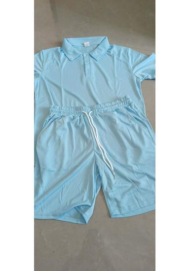Men's Summer Casual Sports Mesh Polo Shirt & Shorts Set