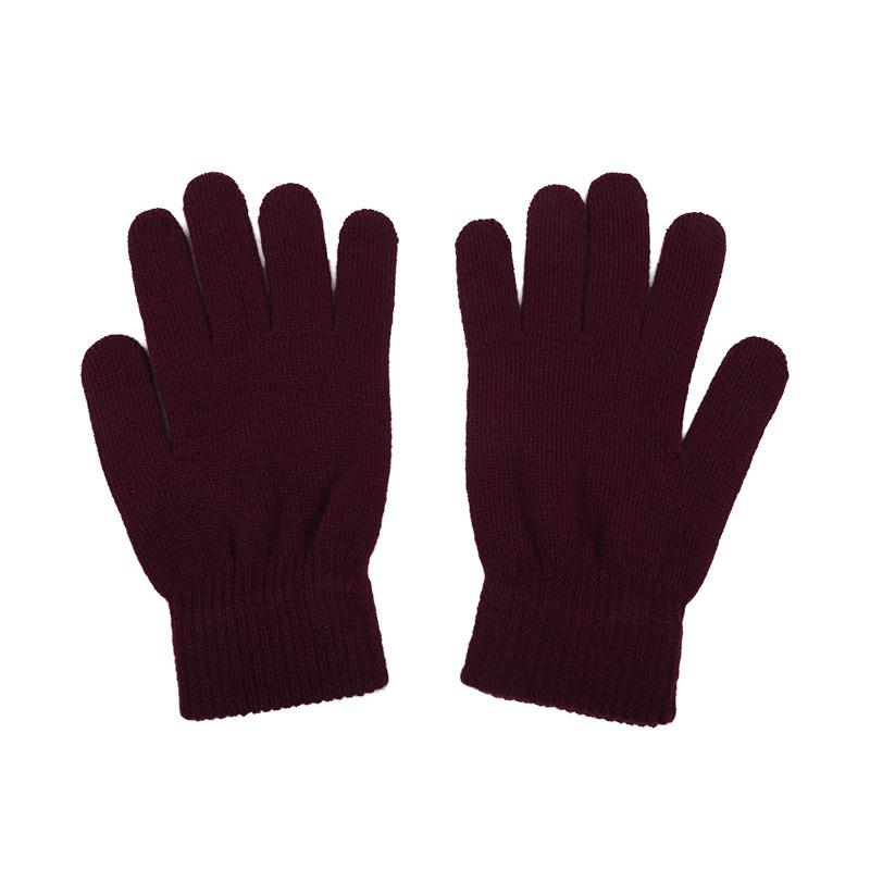 

Winter Warm Gloves Five Fingers Touch-screen Knitted Thick Gloves Outdoor Cycling Students Windproof Finger Covers One Size червоний