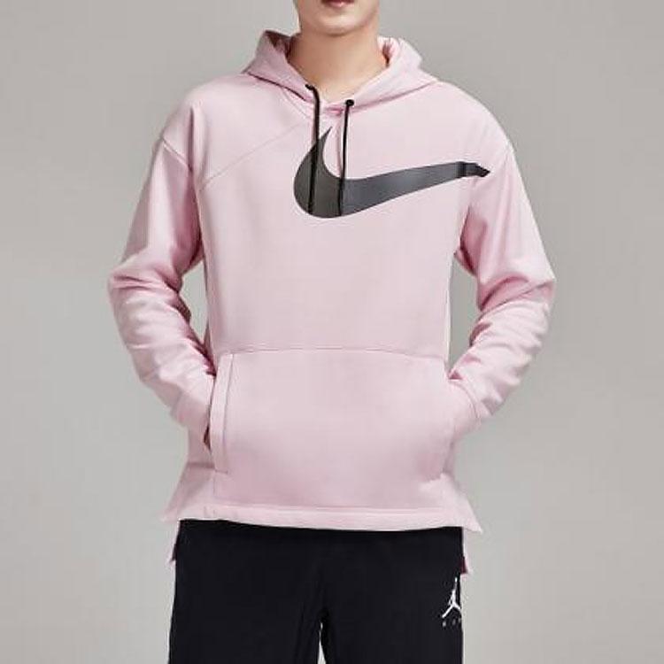 Nike Logo Drawstring Hoodie Men Tops Pink AJ9264-663