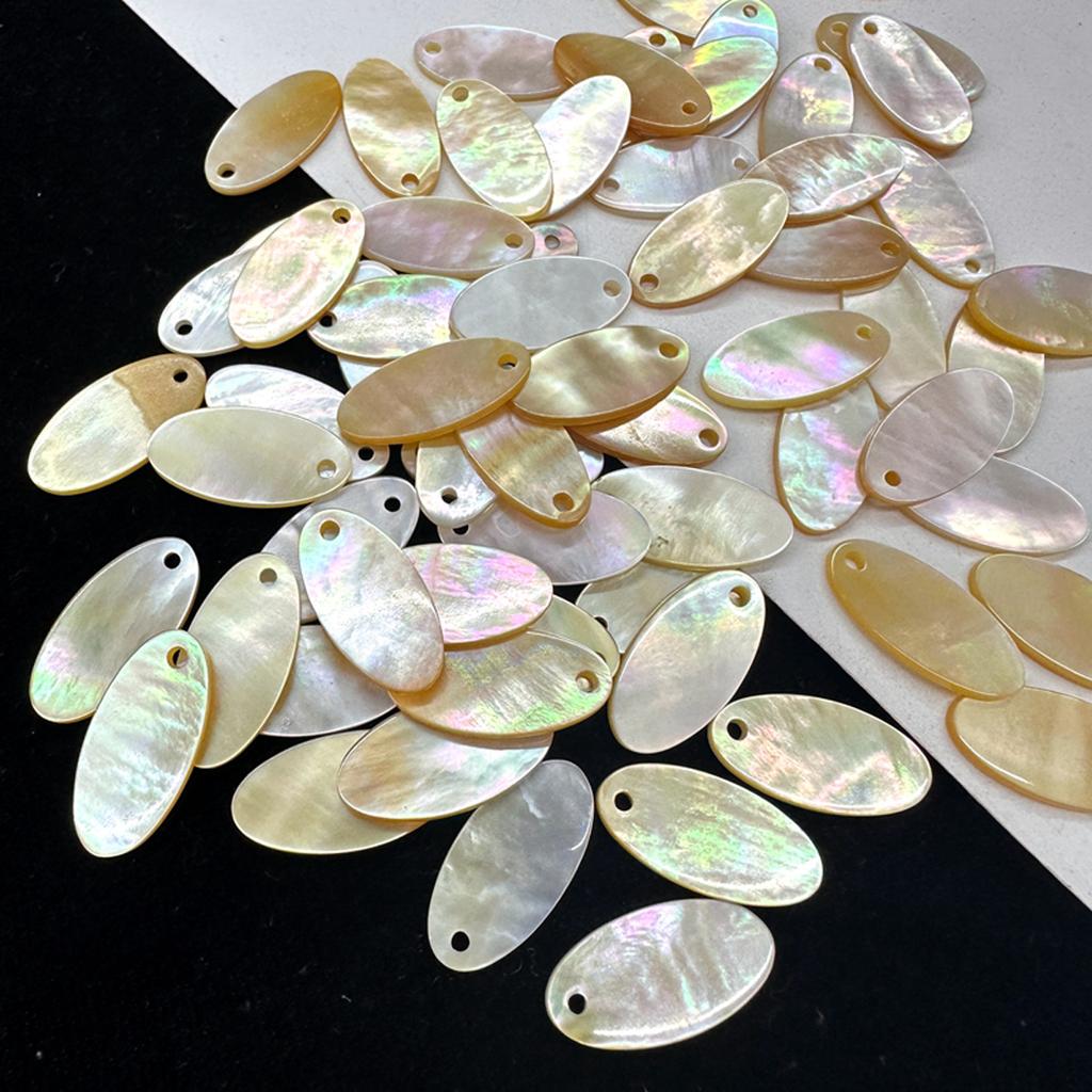 20Pcs, Natural Shell Pendant Connector, Handmade Oval Charms Connectors for Jewelry Making DIY Necklace Accessories