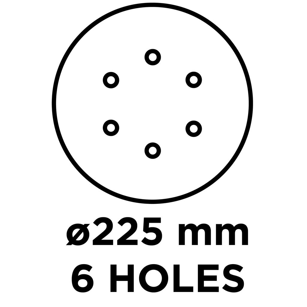 Velcro sandpaper 225 mm, K120, 5 pcs., with 6 holes for sanders 59G264, 59G265