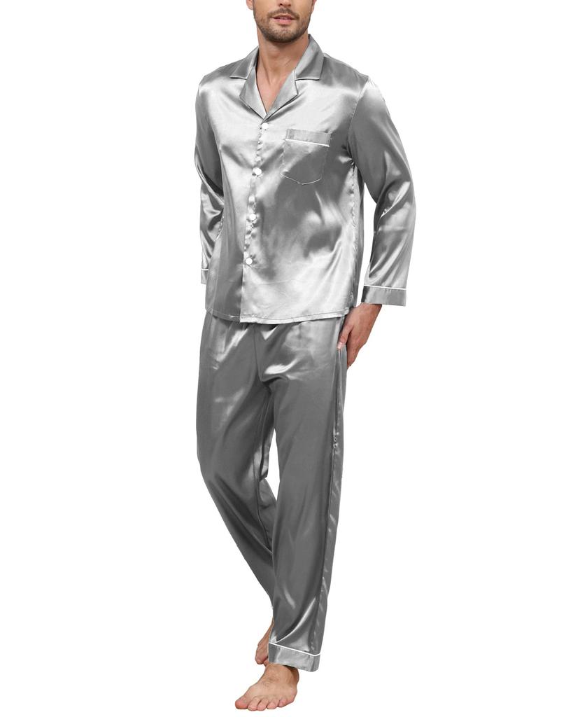 Mcodare Long Top and Bottom Synthetic Gentle on the Relaxing Pajamas for a Good Comfortable Perfect for and Hospital Plus Sizes Men's Open-Front
