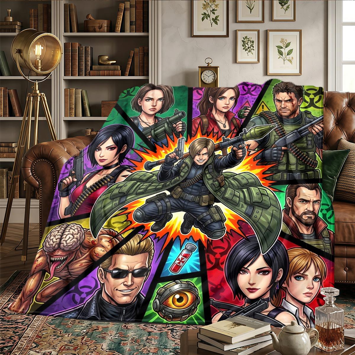 Resident Evil Flannel Blanket Printed Comfortable - Warm, For Bedrooms, Picnics, Travel -HE48 75x90cm