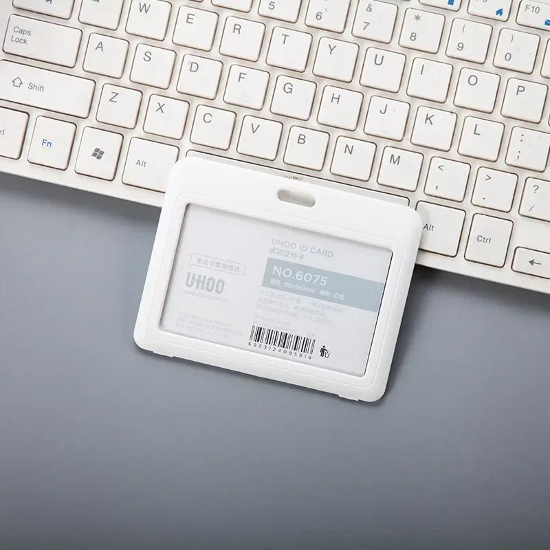Women Man Credit Card Cover Case with Retractable Buttons Pouch Creative Transparent Nurse Badge Doctor ID Holder Clip Badge