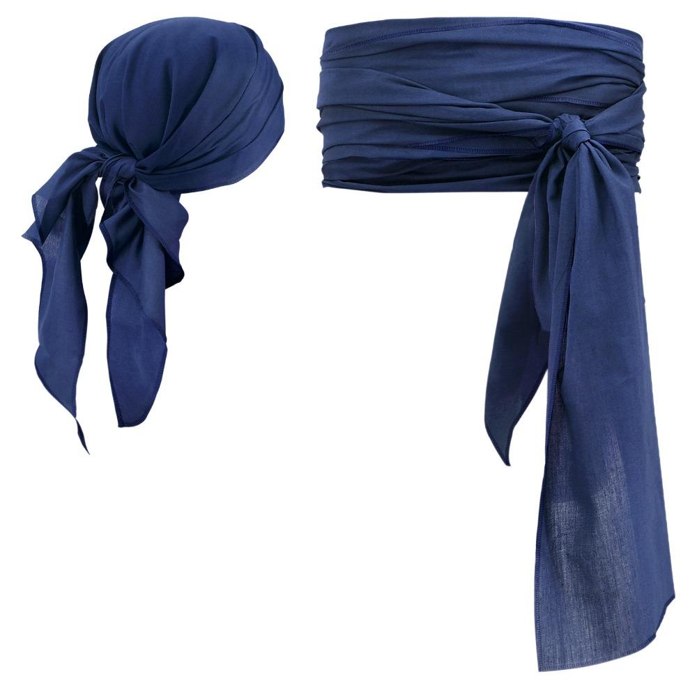 Solid Color Pirate Headband Waist Belt Head Wrap Cosplay Costume Retro Halloween Scarf Belt  Men