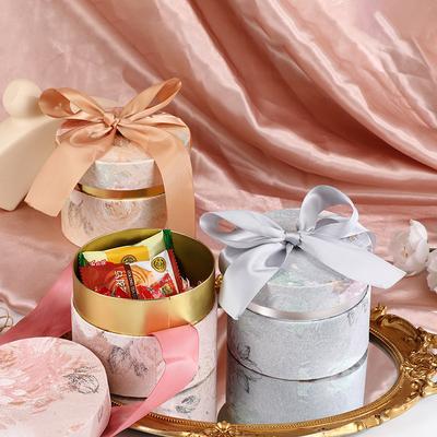 10 Pcs European Style Candy Box Hand Painted Round Bucket Box Paper Quality Gift Box Wedding Present Festive Party Supplies