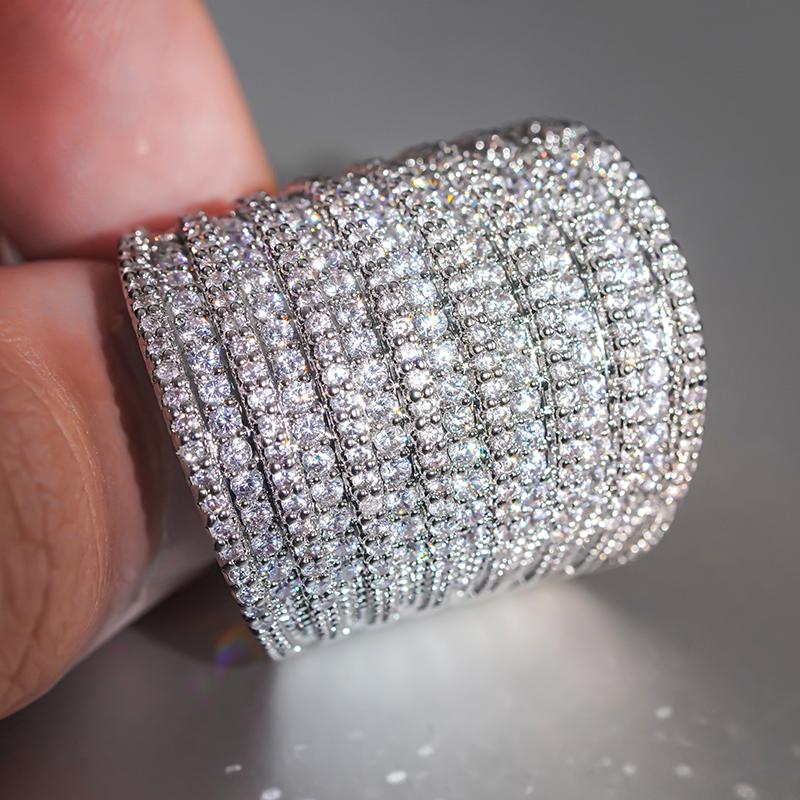 Xiaomi Huitan Gorgeous Women Wide Ring Fashion Party Full Sparkling Cubic Zirconia Luxury Accessories Silver Color Fancy Lady Jewelry