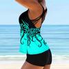 Women's Casual Fashion Vacation Swimsuit Two-piece Set Summer Beach Octopus Leg Print Beach Suit S-6XL