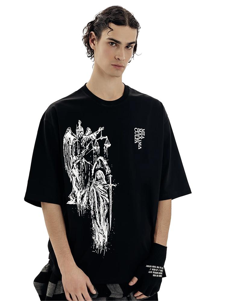 Mens TShirt Atrium Black Graphic 100 Cotton Printed Oversized Vintage Short Sleeve Tees Tops Y2k Streetwear Korean Clothes