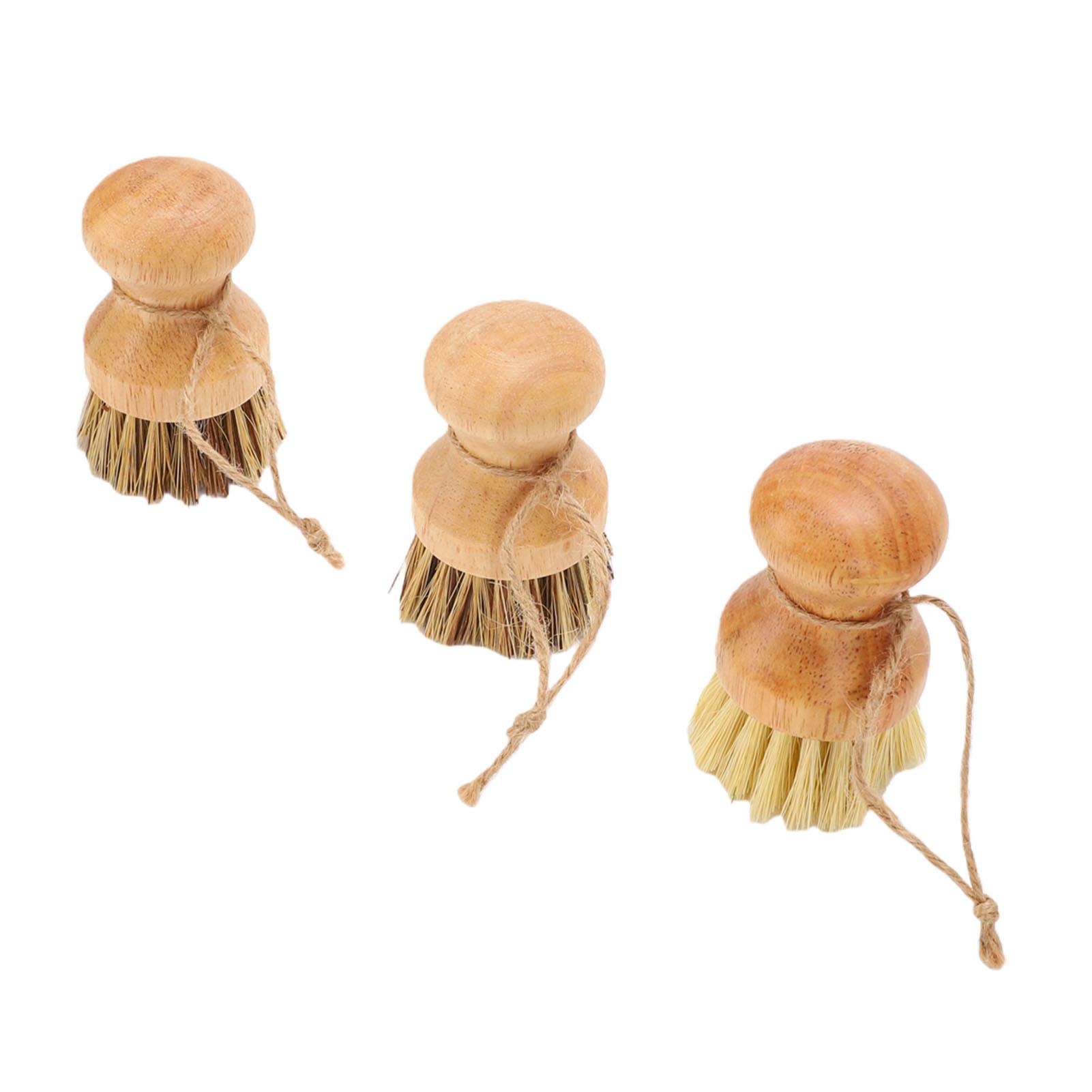 

3Pcs Palm Pot Brush Round Dish Natural Scrub Brushes Set Scrubber Cleaning Kit for Pans Vegetables