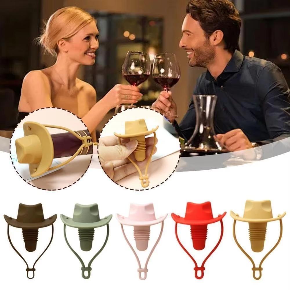 

Leak-Proof Champagne Bottle Stopper Silicone Wine Bottle Plug Cowboy Hat Wine Stopper Party Pink Cowboy Hat