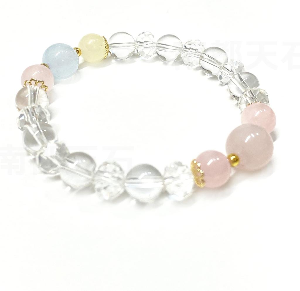 2 Arten natürlicher Steine zur Auswahl Kraftstein Schnitt Geld Arbeit Liebe Verbesserung Rosenquarz Rosa [Nanto Tenseki] von, Armband, Kristall, 64-seitig