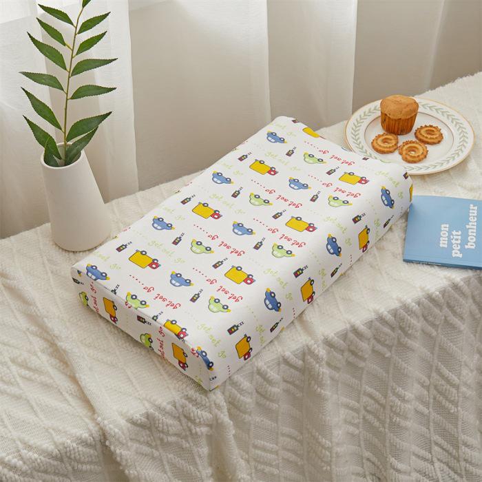 Thailand Natural Latex Children's Pillow - Pure Cotton Cartoon Design, Baby Neck Support, Ideal for Kindergarten Students and Gifts