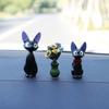 Urocza Kreskówkowa Czarna Kotka Ozdoba Model Figurki Dekoracja Dekoracja Biurka Rękodzieło DIY Ogród Dom Biuro Miniatury Prezent
