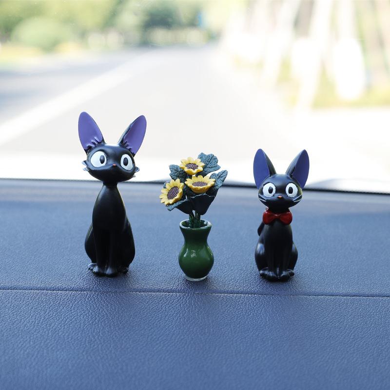 Urocza Kreskówkowa Czarna Kotka Ozdoba Model Figurki Dekoracja Dekoracja Biurka Rękodzieło DIY Ogród Dom Biuro Miniatury Prezent