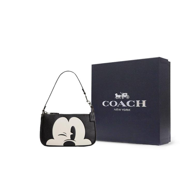 COACH X Disney Nolita 19 Mickey Mouse Shoulder Bag Handbag Black/White CN506-QBM2