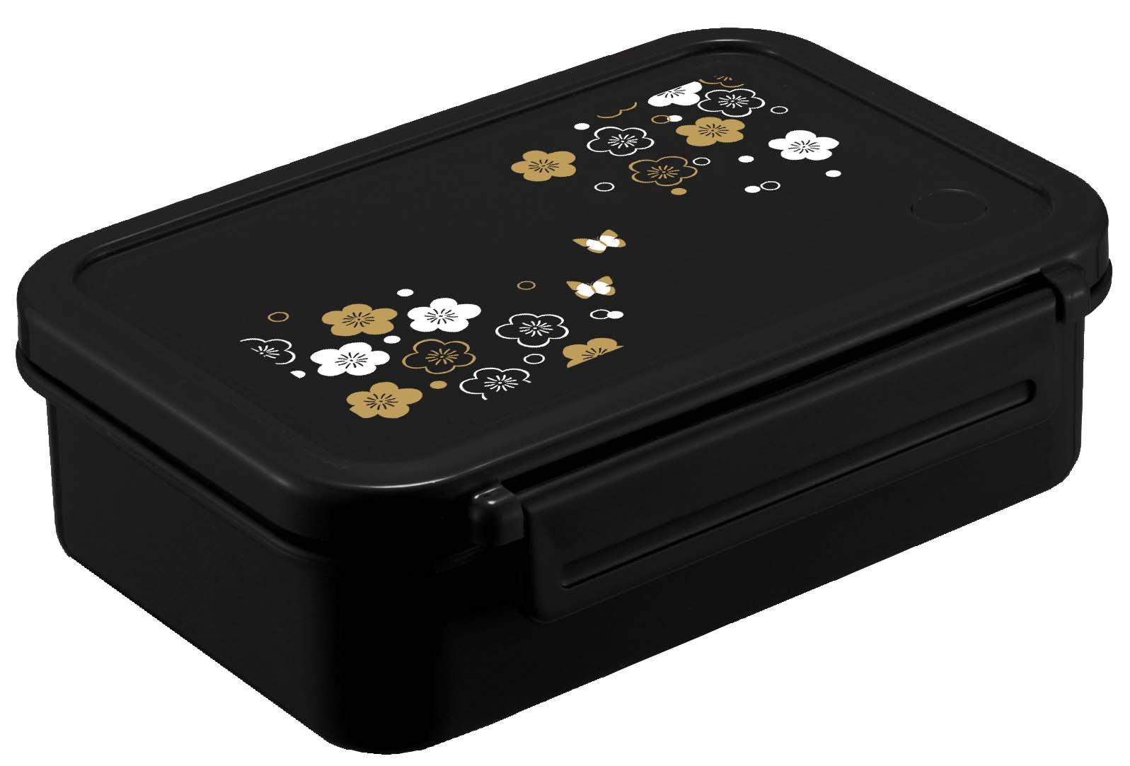 Ланч-бокс Asvel с цветами сливы  Lantas , 1-ярусный, черный, OA-500