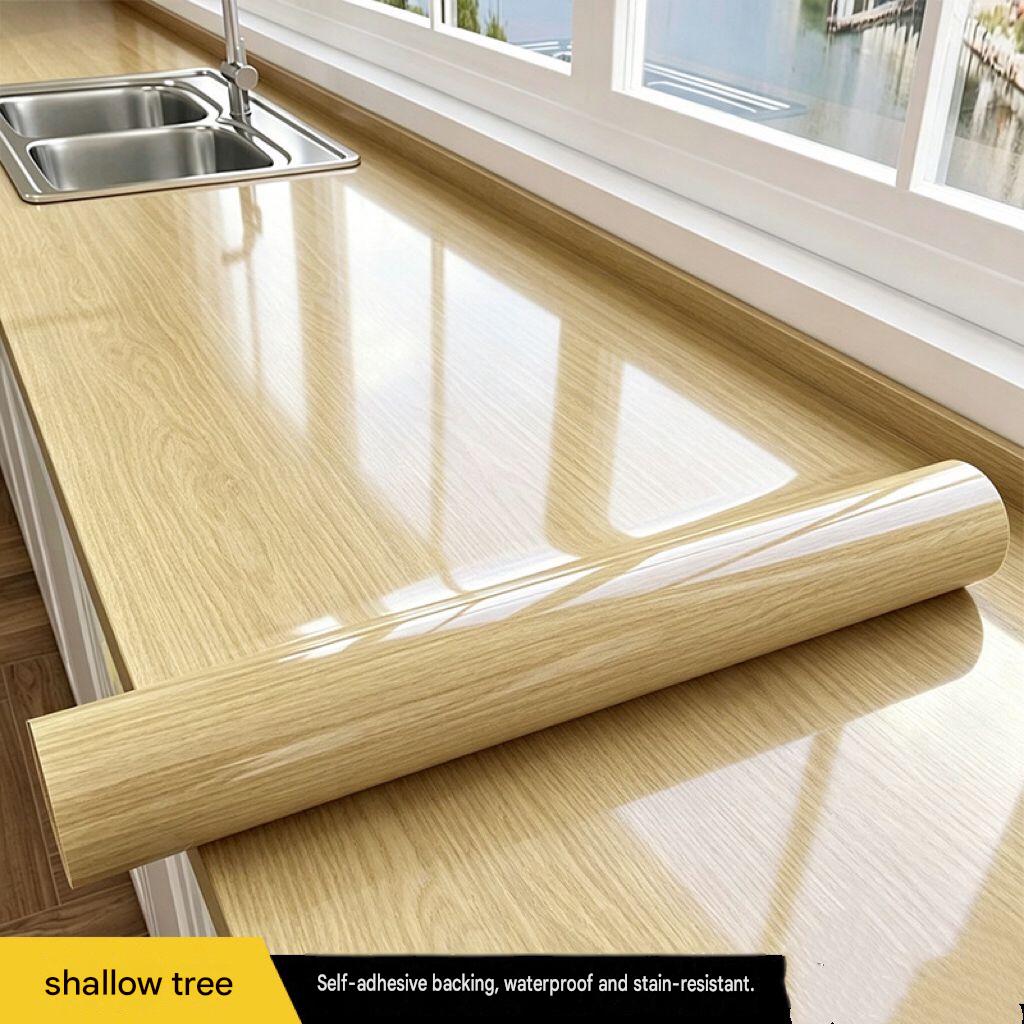 Wood-grain wardrobe sticker: waterproof and moisture-proof, thickened film/liner for cabinet renovation and furniture refurbishment