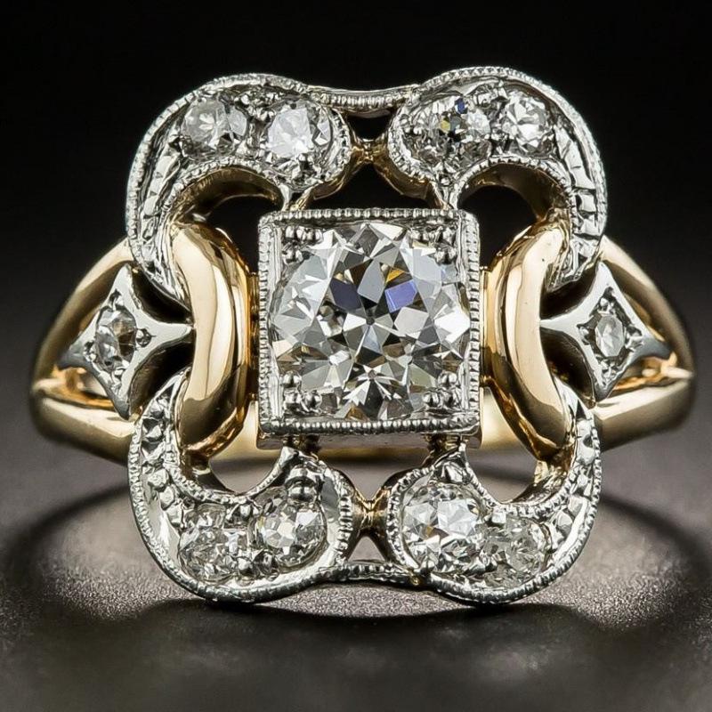 New Geometric Hollow-engraved Zirconia Ring - Fashionable and Retro Hand Accessory for Both Men and Women