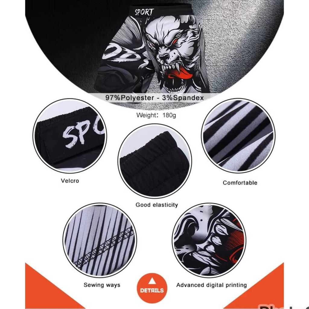 MMA Muay Thai Kickboxing Spodenki Unisex Mężczyźni Kobiety Trening Szybkie wysychanie Nadruk Elastyczna talia Siłownia Fitness Trening