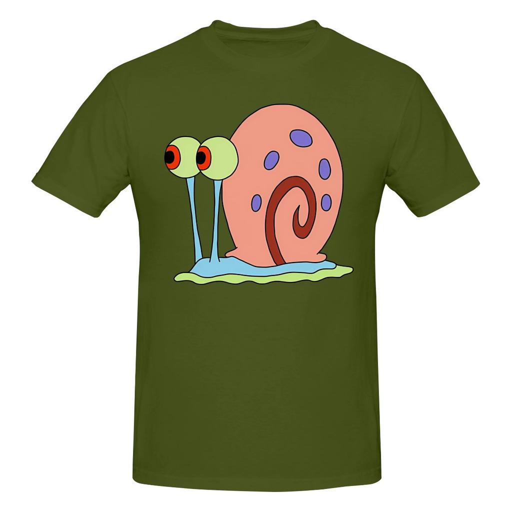 Gary The Snail Loose Tshirt Retro Sports Solid Color Basic Tee