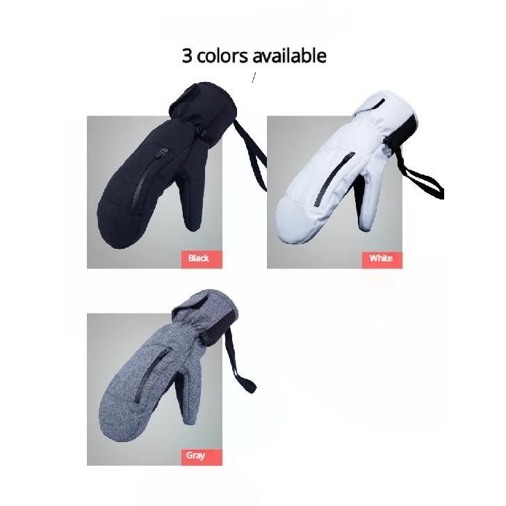 White Adult Double Layer Ski Gloves Winter Snow Gloves With Waterproof & Wear-Resistant With Inner Gloves