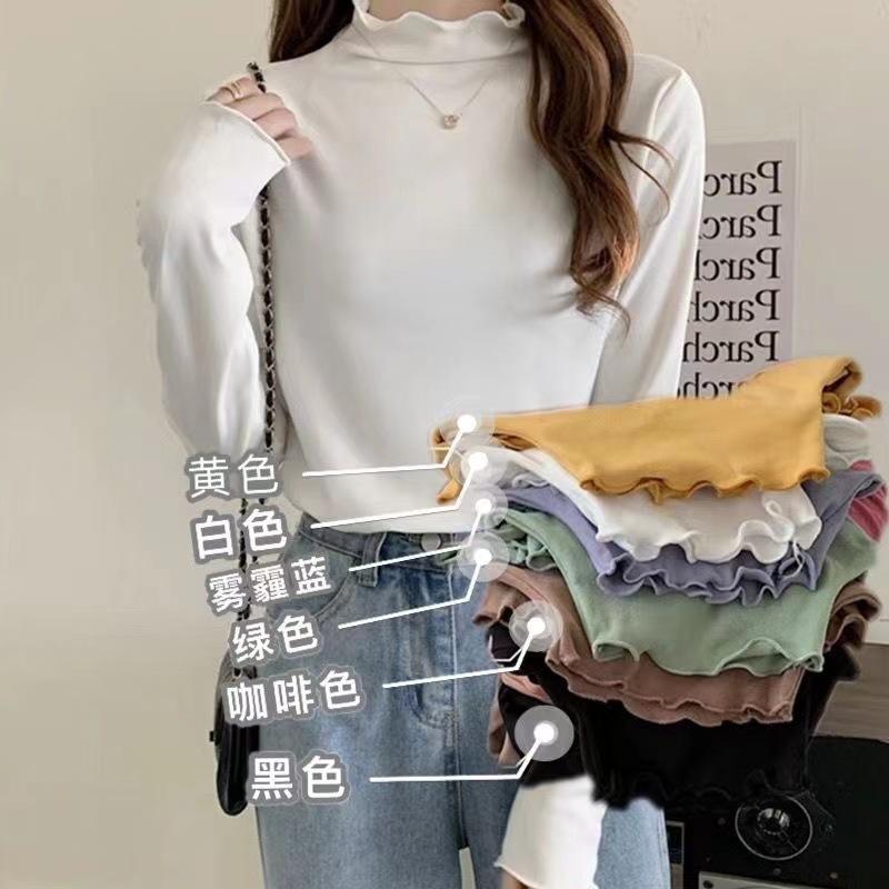 Autumn Winter Women's Elastic Bottoming Shirt Solid Colour Half High Neck Devel Bottoming Shirt Long Sleeve High Elastic T-shirt