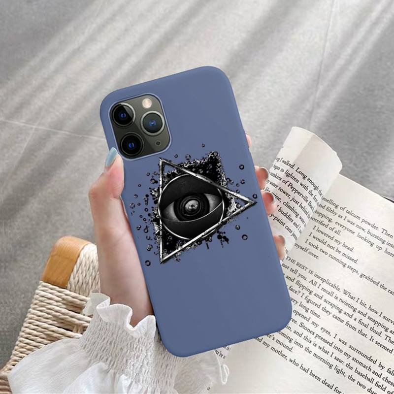 Eyes Art Phone Case for iPhone 11 12 13 Mini Pro Xs Max 8 7 6 6S Plus X XR Solid Candy Color Case