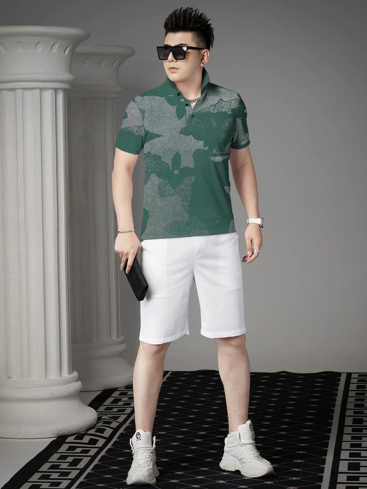 European Trendy Brand Printed Short-Sleeved Polo Shirt for Men Summer 2025 New Slim Fit Lapel Top Half-Sleeved T-Shirt for Men