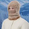 Fashion Plaid Plush Warm Scarf One-piece Hat Women's Winter Outdoor Cycling Windproof Neck Cover Plush Cap