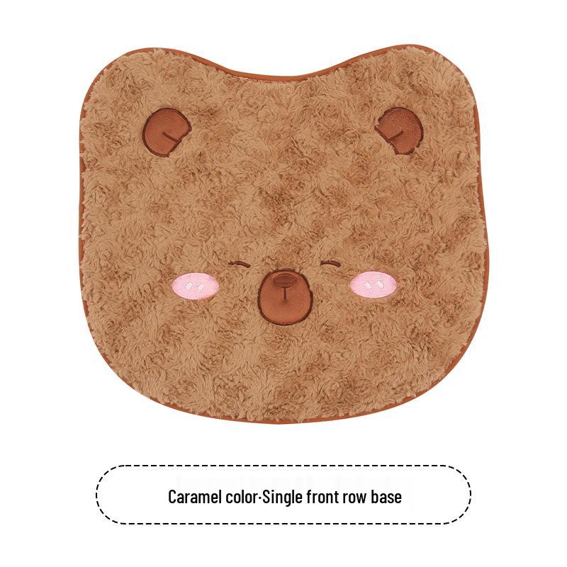 Cartoon Cute Capybara Winter Plush Car Seat Cushion for Cadillac CT5, Aoge XT4, XT5