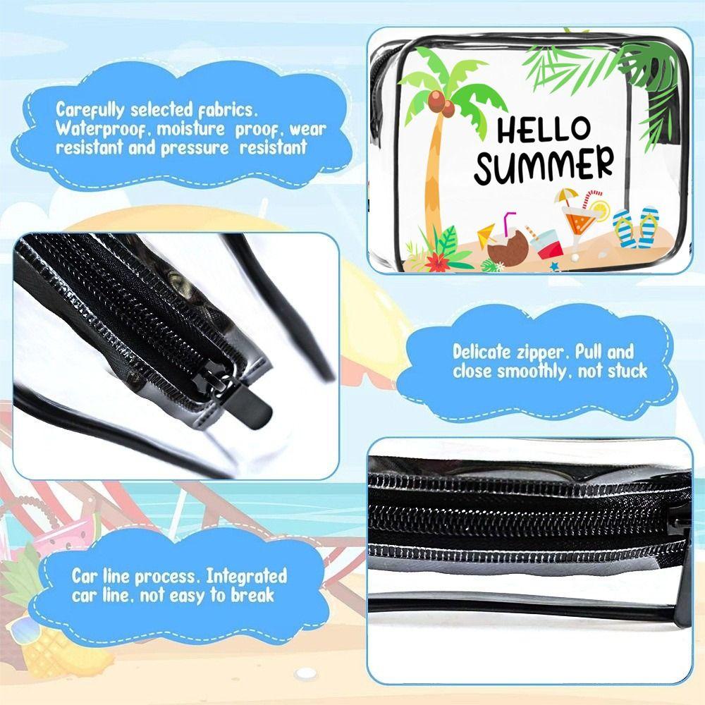 Trendy Large Capacity Makeup Bag Visible Beach Theme Storage Bag Lightweight Portable Travel Organizer for Women