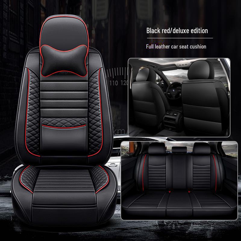 Full-Cover Leather Car Seat Cushion - Ice Silk, Universal Fit, Five Seats
