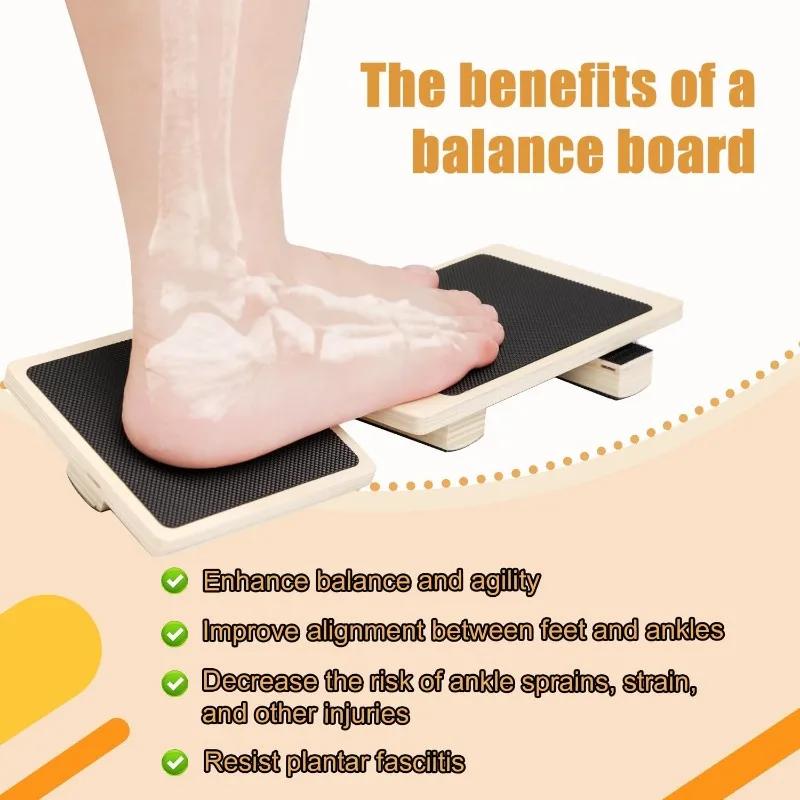Anti Slip Wobble Board Ankle Foot Strengthener Exerciser Single Wooden Ankle Foot Stretcher Posture Corrector Ankle Stabilizer