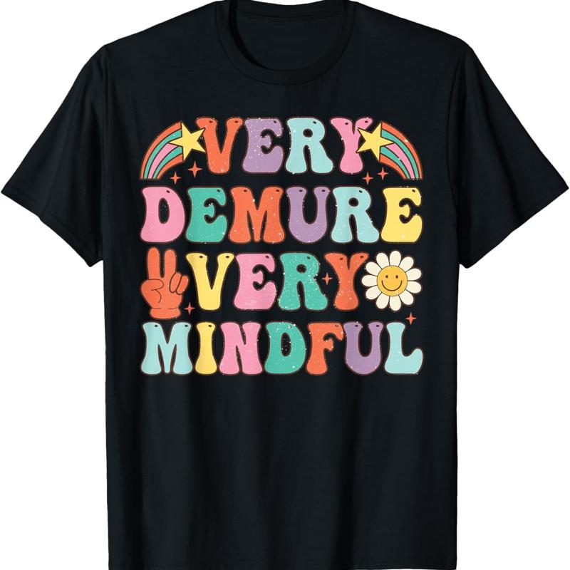 Funny Very Demure Mindful Trend _ Retro T Shirt - Men s Summer Cotton Graphic Tee S разноцветный