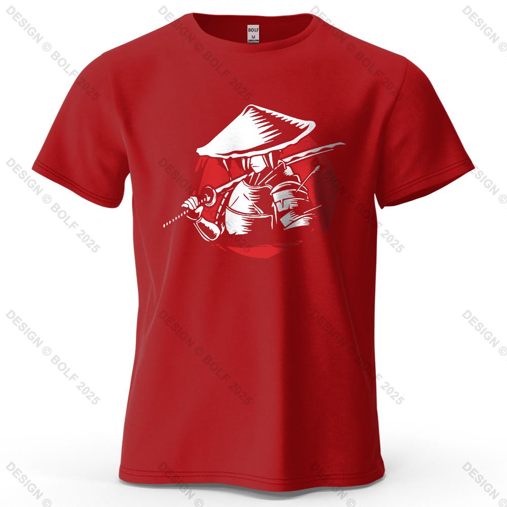 Samurai Cool Printed Men's T-Shirt 100% Cotton Oversized Traditional Graphic Tees for Women Tops Tees Casual Streetwear