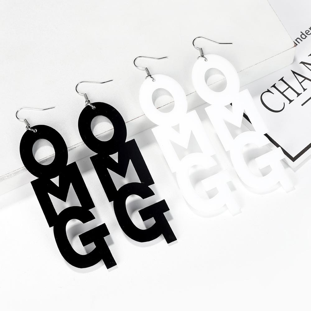 European and American Fashion Acrylic Hip-hop English Letter Earrings