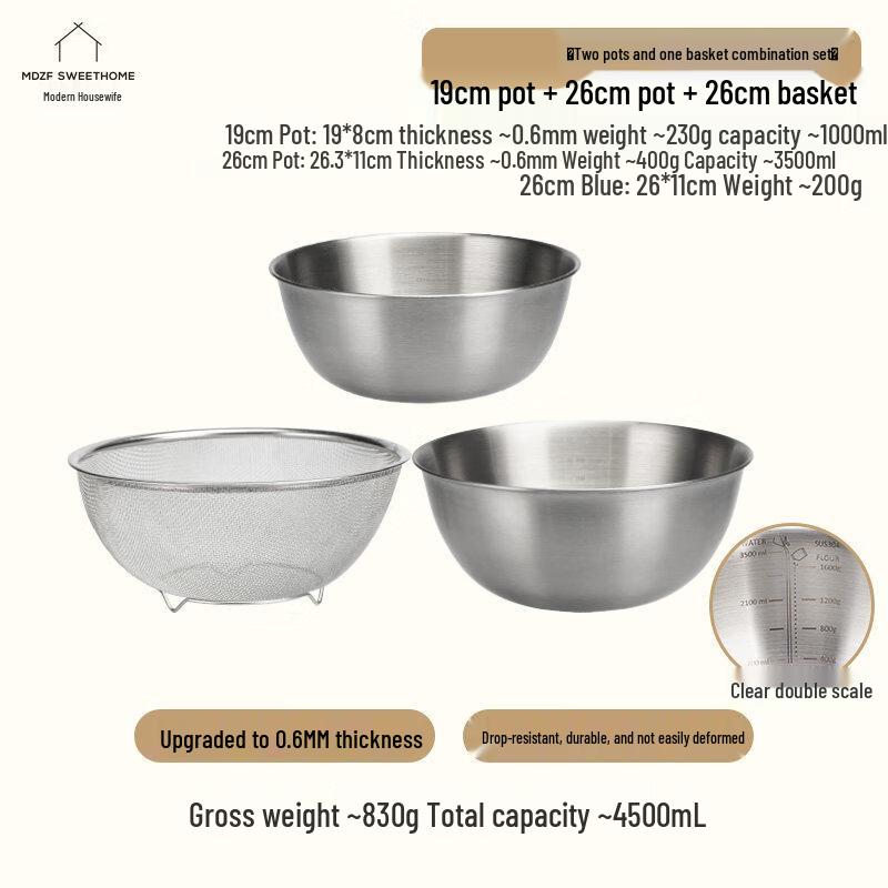 ZISIZ 304 Stainless Steel Mixing Bowl