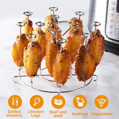 Air Fryer Skewer Stand for Ninja Foodi 8QT 15 Skewers Holder Kebabs Chicken Seafood Vegetables Stainless Steel Grill Rack for Instant Pot